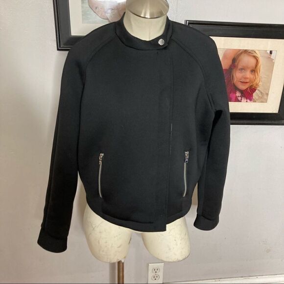 A|X Armani Exchange asymmetrical zip‎ scuba stretch knit bomber jacket - Picture 1 of 6